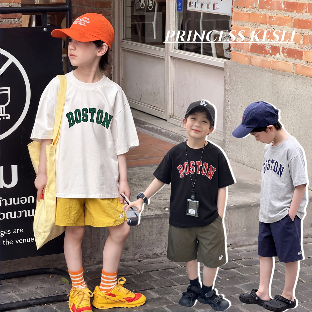 Princess Kesli ชุดเซ็ทเด็ก ชุดเสื้อโปโลเด็ก เสื้อแขนสั้น และกางเกงขาสั้น ใส่สบาย ชุดเซ็ทเด็ก 1-9ปี