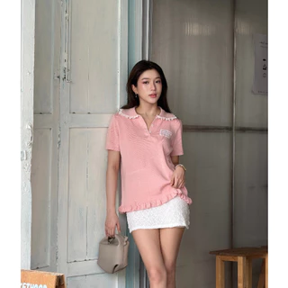 Ella Lace Knit Polo เสื้อโปโลไหมพรมคอลูกไม้