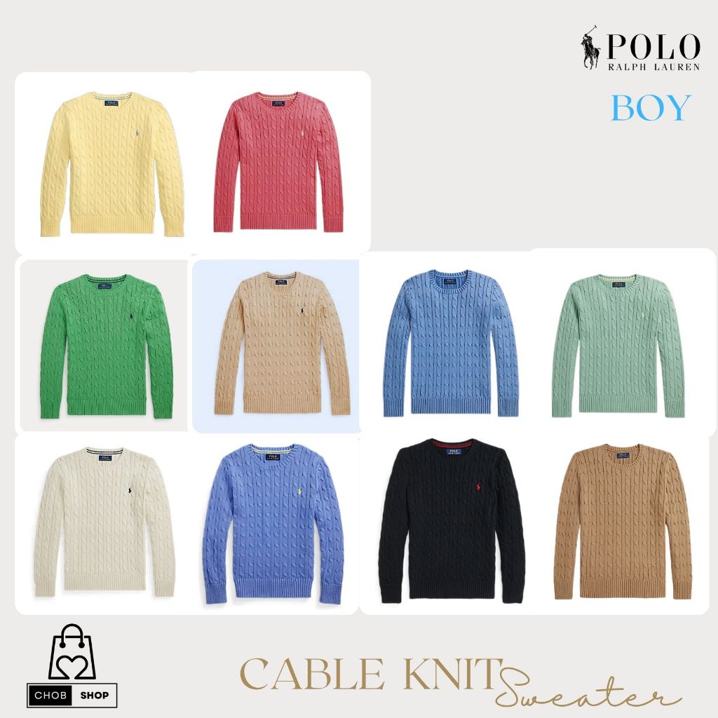 [New_ของแท้💯%_พร้อมส่ง]_Polo Ralph Lauren Sweater ไหมพรม Cable Knit Boy Size