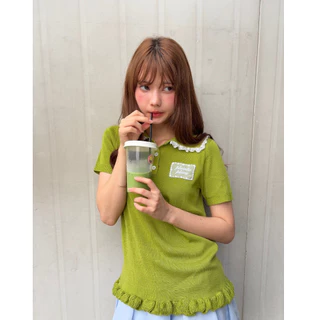 Ella Lace Knit Polo เสื้อโปโลไหมพรมคอลูกไม้