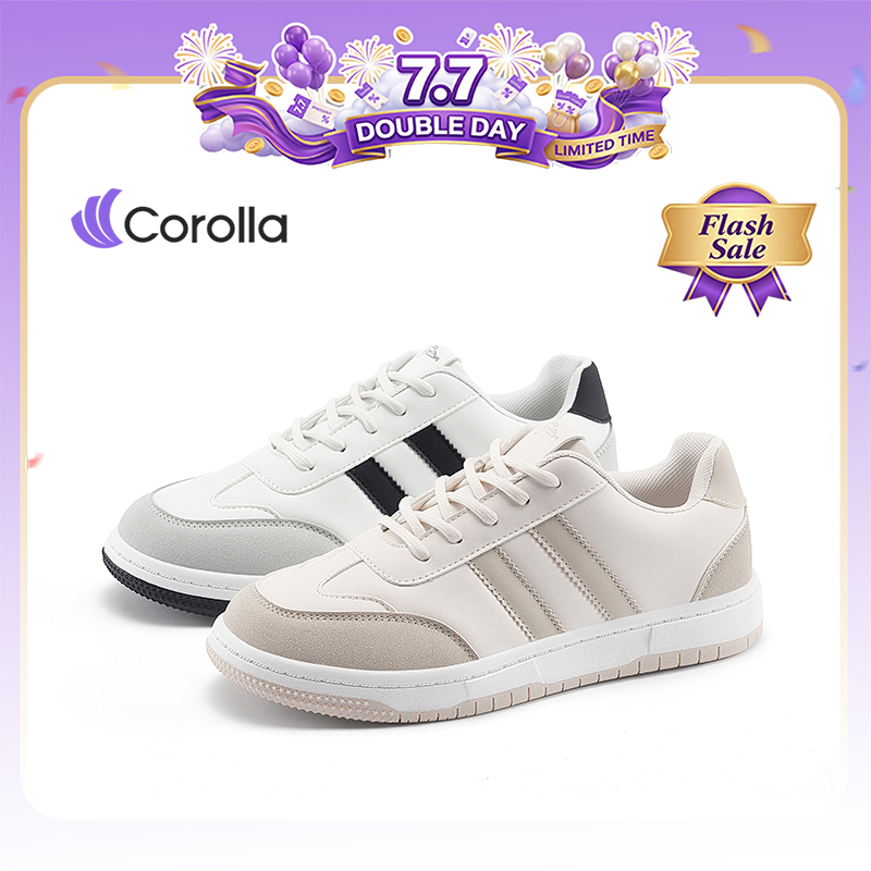 Corolla รองเท้าผ้าใบทรงลำลองสำหรับผู้หญิง ทรงแฟชั่นคลาสสิก น้ำหนักเบา พื้นกันลื่น พื้นนิ่มซัพพอร์ตส้นเท้าได้ดี