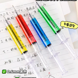 💉💊ปากกาลูกลื่น ทรงเข็มฉีดยา หมึกสีดำ、 น้ำเงิน เขียนลื่น อุปกร์การเรียน