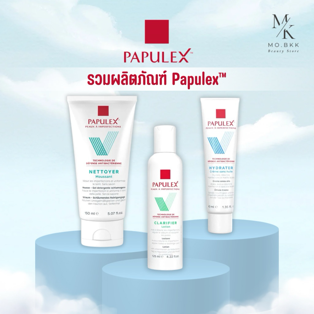 PAPULEX NETTOYER Moussant Cleansing Gel / HYDRATER Oil-Free Cream / CLARIFIER Lotion