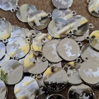 (งานสั่งทำ ขั้นต่ำ 10 ชิ้นต่อแบบ) จี้โลหะทรงกลม 10/18/30mm SILVER สำหรับติดแบรนด์ Handmade DIY
