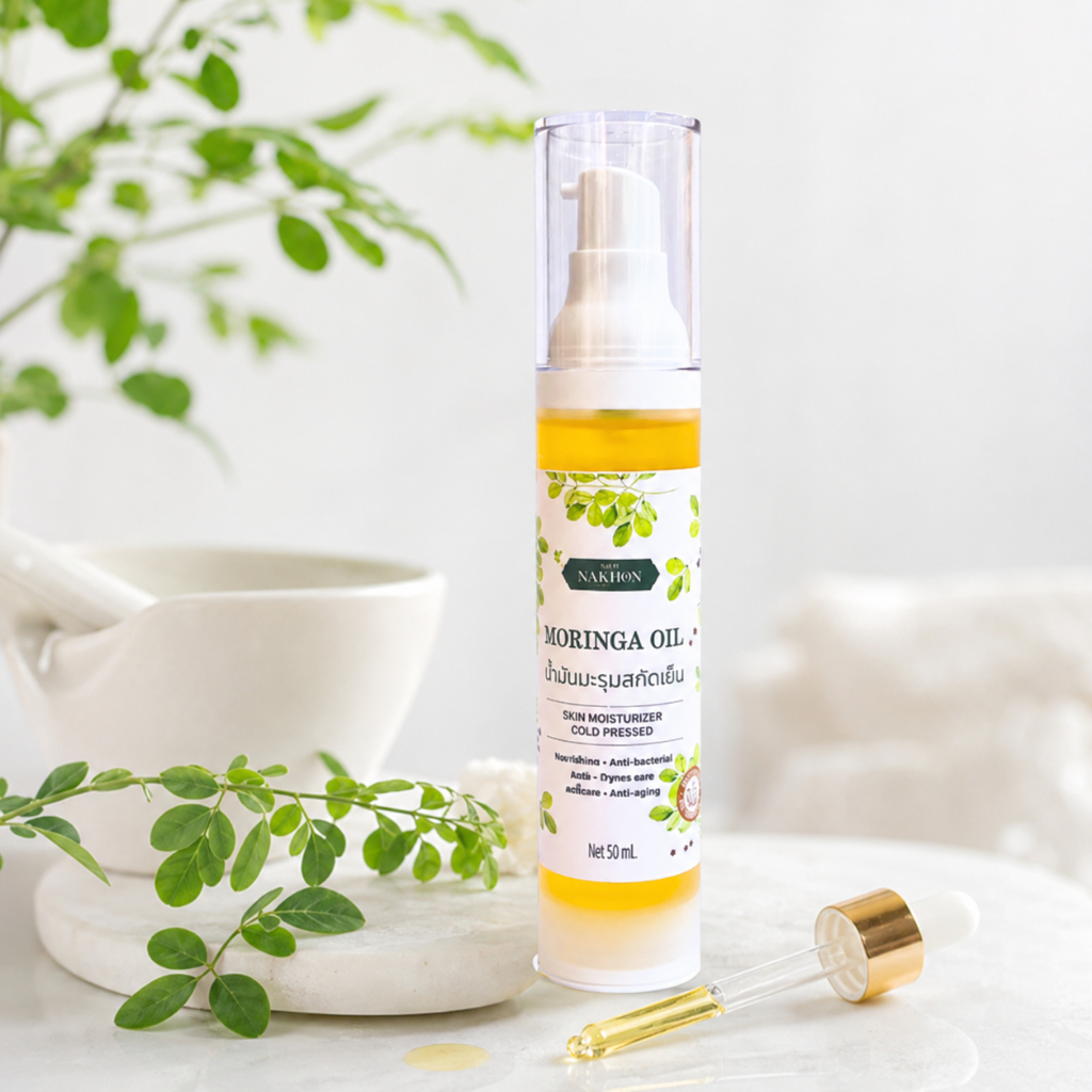 น้ำมันมะรุมสกัดเย็น 50 ml [ธรรมชาติ100%] ลดสิว บำรุงผิวหน้า ริ้วรอยแลดูจางลง นวดกัวซา Moringa oil100%