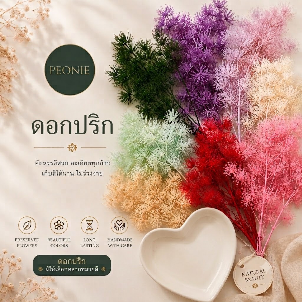 ดอกปริกแห้ง Preserved หลากสี ดอกไม้พรีเสิร์ฟ DIY เรซิ่น เทียนหอม การ์ด ตกแต่งงานฝีมือ