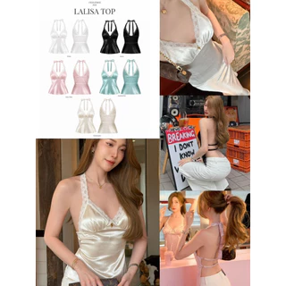 Lalisa Top 790.-เสื้อซาตินเนื้อผ้าเงาหนาพรีเมียม ดีไซน์สวยทรงคล้องคอ โชว์หลัง สายปรับระดับได้