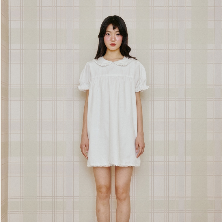 JELLYPLEASE (Dreamy Disc) - POLLY dress | white heart trim cotton dress