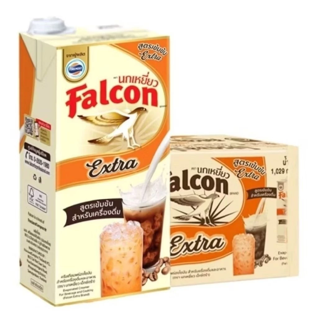 (จำนวน 1 กล่อง) Falcon นกเหยี่ยว นมข้นจืด เอ็กซ์ตร้า/ปรุงแต่ง ขนาด 1 ลิตร