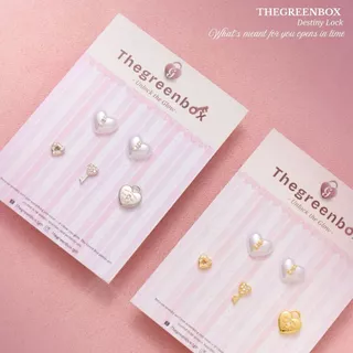 เซ็ทต่างหู Destiny Lock Signature Earrings Set ก้านเงินแท้ S925 - The Green Box