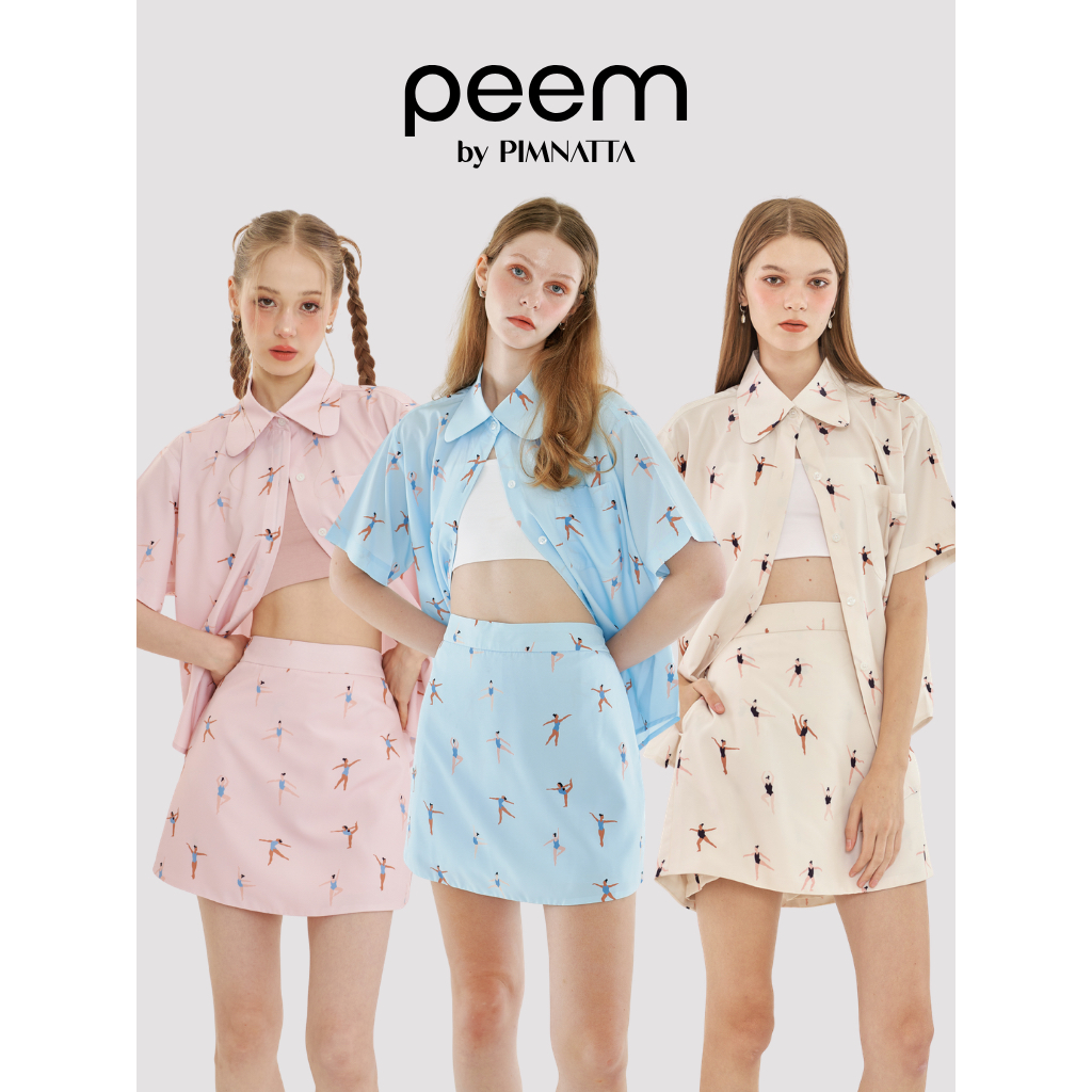 peem by pimnatta | กางเกงกระโปรง กางเกง กระโปรง ลายบัลเลต์ ลาย Whimsical ผ้าพิมพ์ลาย แมทช์เสื้อเข้าเซตได้