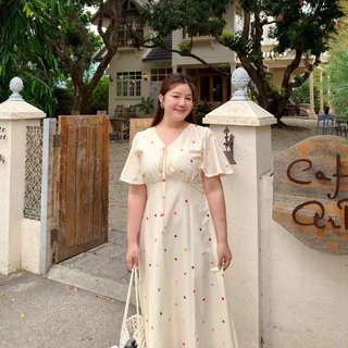 (❤️ อกถึง 50") Glowing Print Dress เดรสสาวอวบ ชุดสาวอวบ