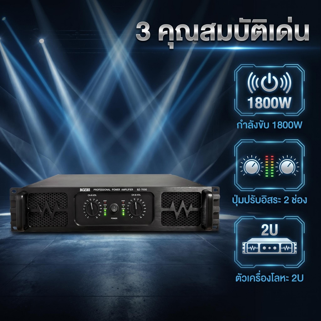 เพาเวอร์แอมป์ BOZHI BZ-7000 1800W กำลังสูงระดับมืออาชีพ