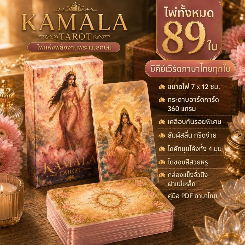 (ได้รับใบสั่งจองก่อน) KamalaTarotไพ่ทาโรต์ผสมออราเคิลไพ่พระแม่ลักษมี