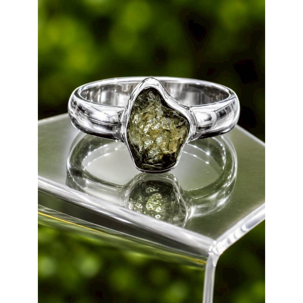 Moldavite Silver Rings