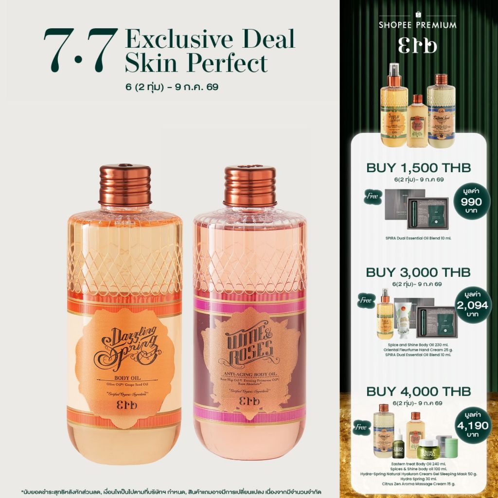 [ เซ็ตขายดี ] ERB Scent & Skin Set -  Wine & Roses Body Oil 230 ml. + Dazzling Spring Body Oil 240ml. บำรุงผิวแห้งกร้าน