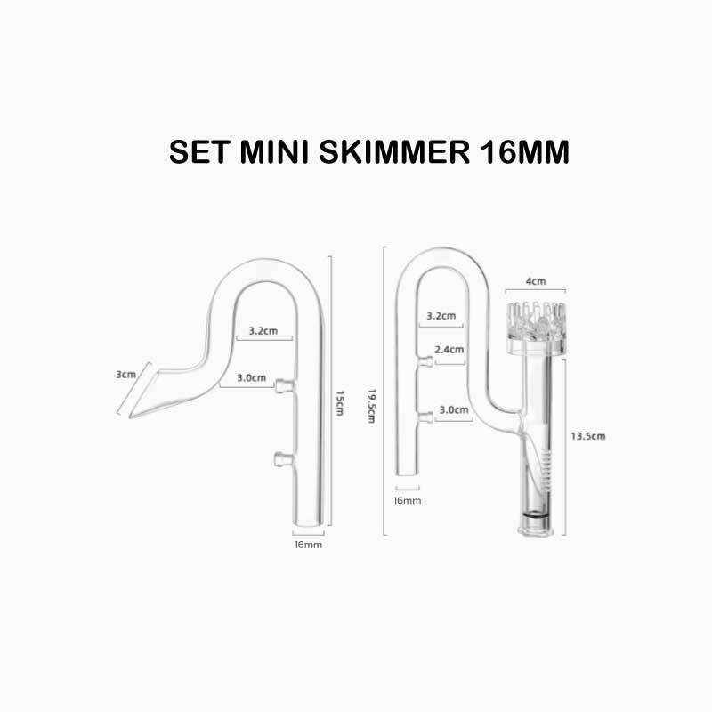 Inflow outflow Glass mini Set รุ่น ธรรมดา และรุ่น Skimmer สำหรับต่อสายยางกรองนอก 12mm และ 16mm