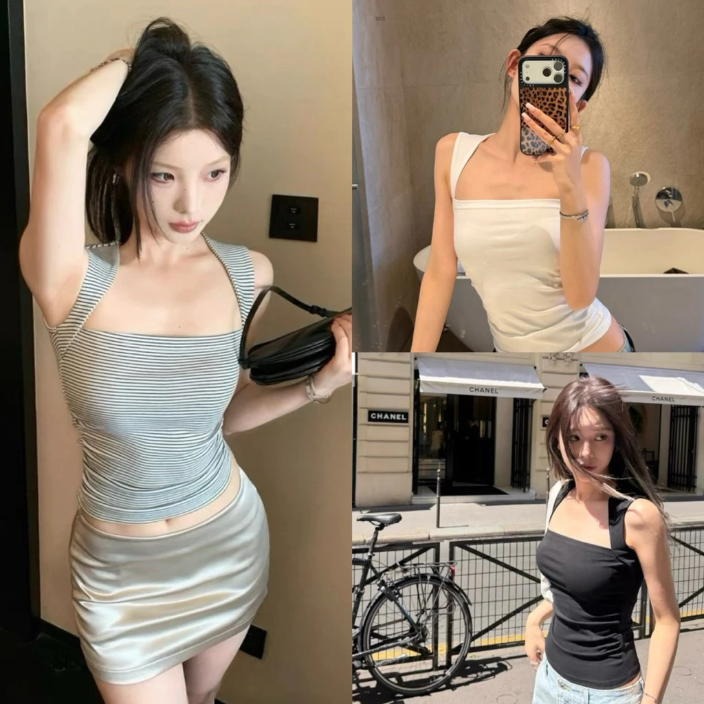 📍พร้อมส่ง ขาว📍10382# เสื้อแขนกุด เนื้อผ้ายืดหยุ่นได้เยอะ งานสวย TAG:WG.WE 🇰🇷