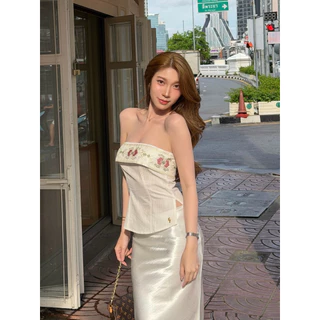 Renita top790.- เกาะอกทรงคอร์เซ็ต เข้ารูปสวย แต่งลูกไม้พรีเมียม