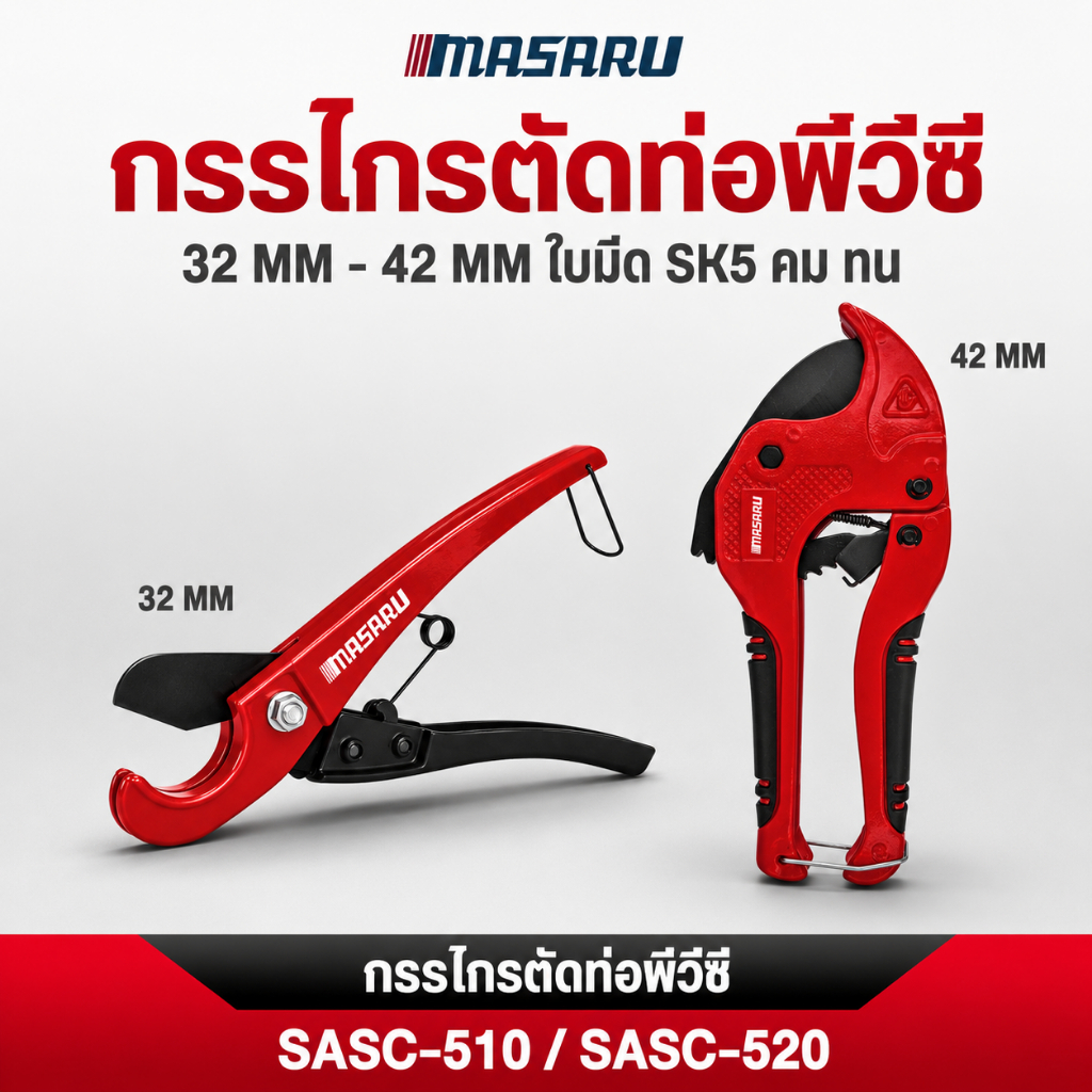 กรรไกรตัดท่อ PVC MASARU กรรไกรตัดท่อ SASC-520 ใบมีด SK5 ใช้ตัดท่อ PVC / CPVC อลูมิเนียมอัลลอยด์