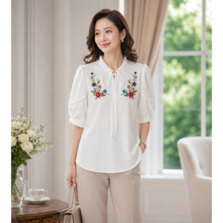 เสื้อแฟชั่นสุภาพป้าย MTW maetawan.shop สีดำ/สีขาว อก 38-44