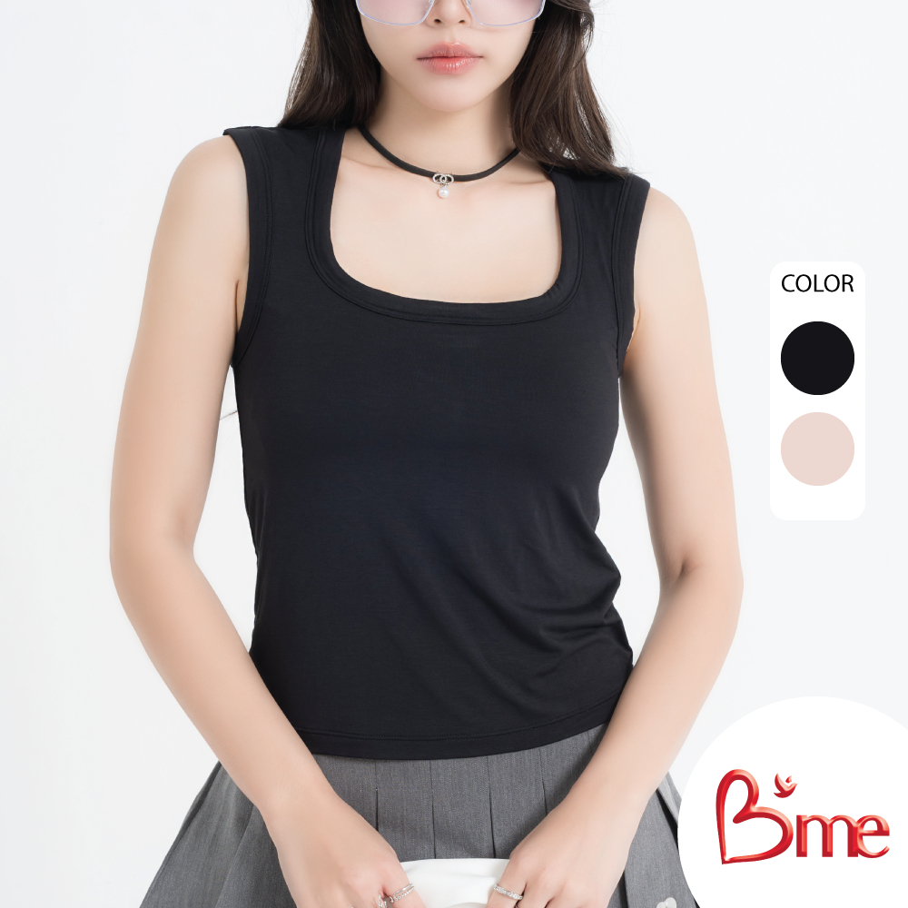 B'me Bra Top แบบคอเหลี่ยม level 2 ฟองกลาง รุ่น ME5211(Bamboo) สีดำ สีนู้ด New M.6
