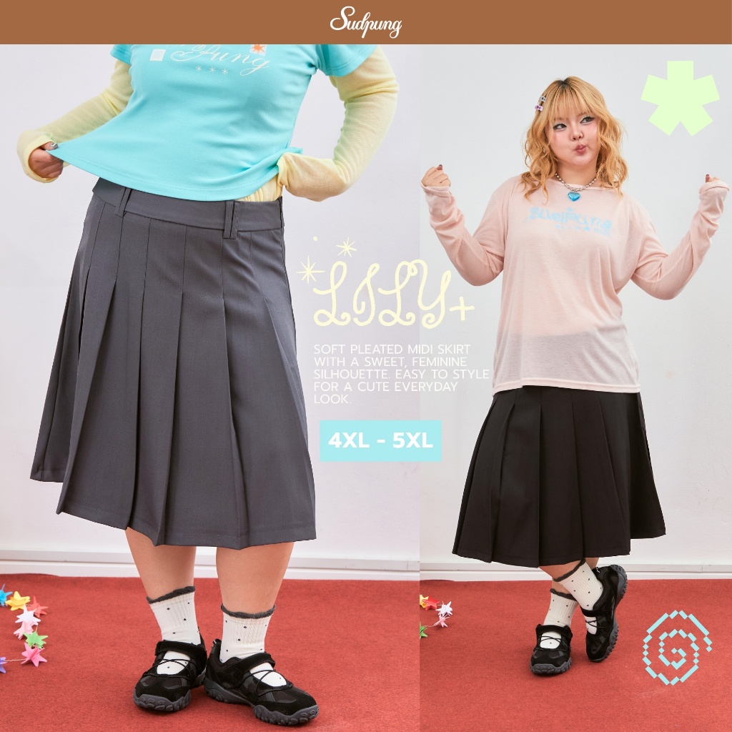 Lily Plus Size_Sp096 กระโปรงพีทผ้าญี่ปุ่นพรีเมียม ทรงสวย ใส่สบาย มี2ความยาว แมทง่ายได้หลายลุค สไตล์เกาหลี