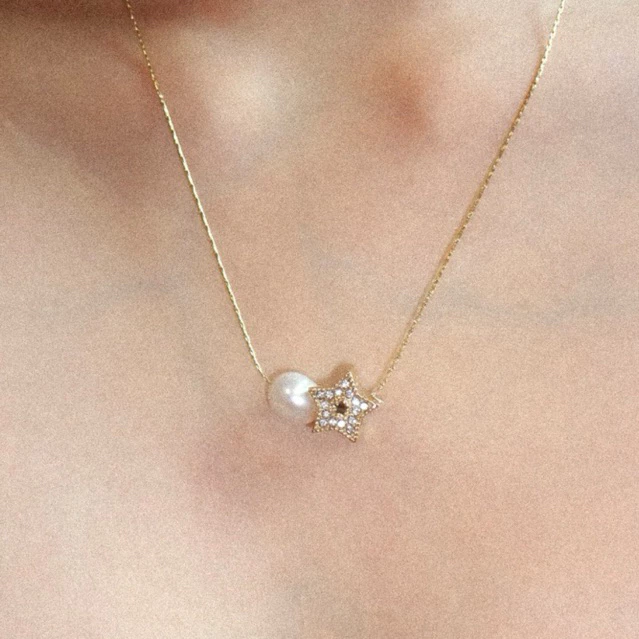 nice try studio - Fairy Necklace สร้อยคอรูปดาว ไข่มุกแท้ ไม่ลอก ไม่ดำ