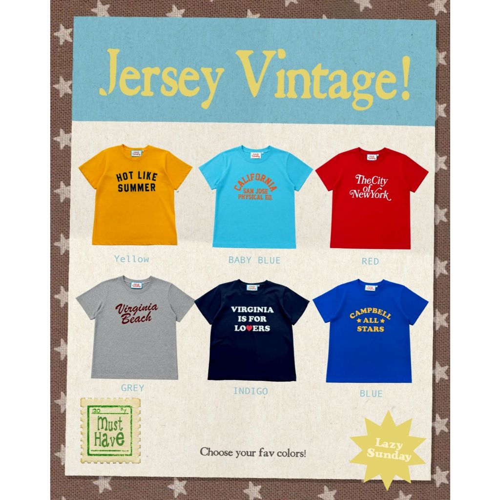 Jersey tee - เสื้อยืดวินเทจ ผ้าคอตตอนเนื้อนุ่ม (ส่งด่วน)