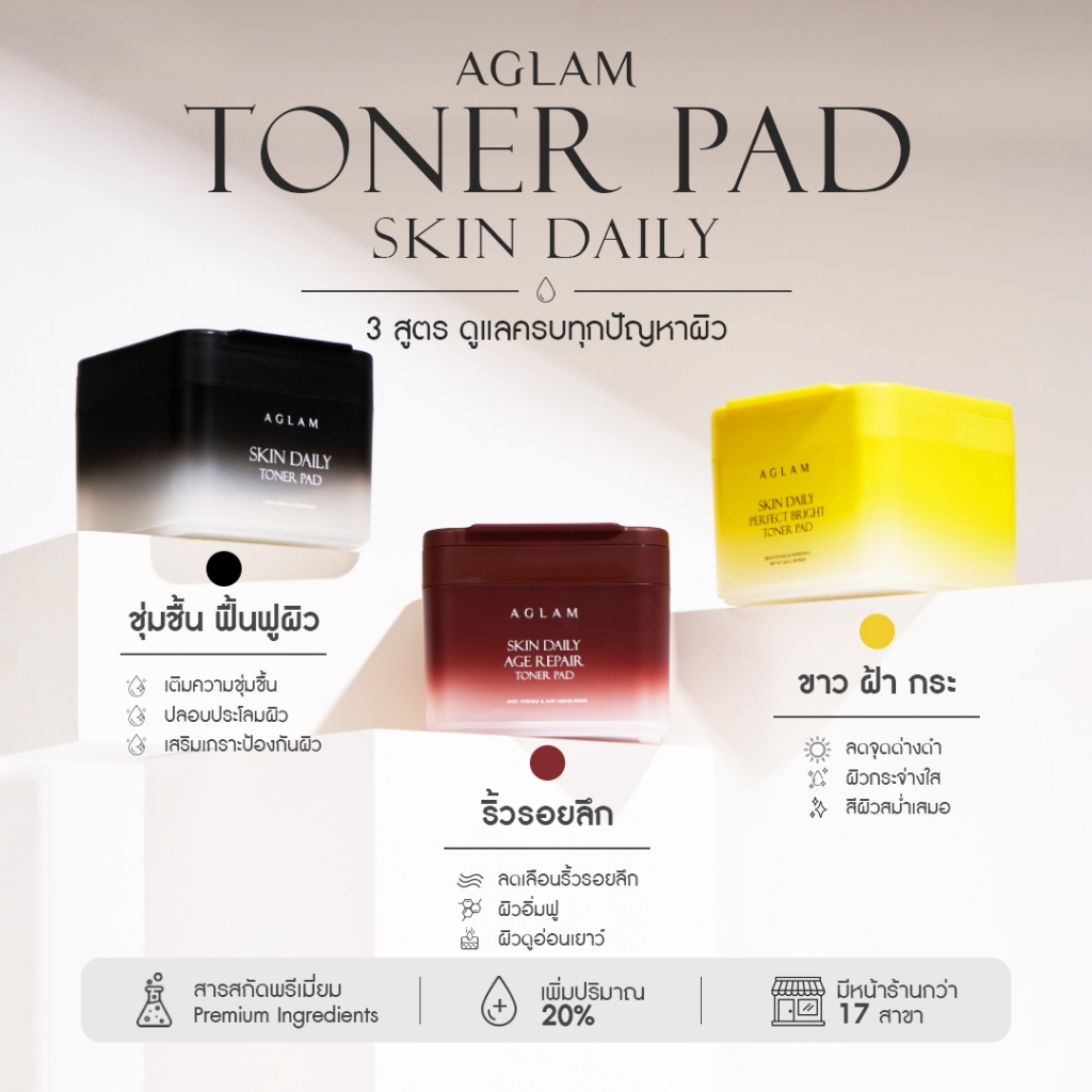 AGLAM TONER PAD SKIN DAILY - 1 กระปุก 60 แผ่น