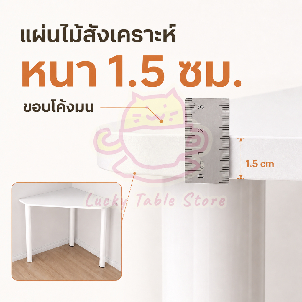 โต๊ะเข้ามุมสามเหลี่ยม สีขาว ขนาด 82/110 ซม. โต๊ะทำงาน รูปที่ 5