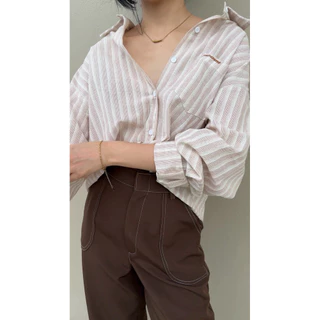 TOP PANTS l กางเกงขายาวเอวสูง แต่งไล่ตะเข็บ ไม่ใช่ผ้ายีนส์ใส่ทำงานได้น้า