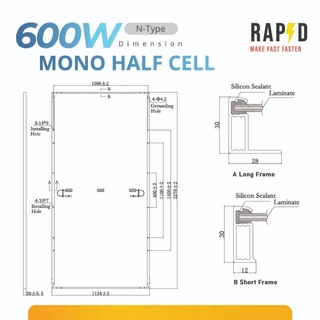 RAPD ส่งฟรี โดยร้านค้า - แผงโซล่าเซลล์ 600W มีของพร้อม รับประกันแผง12ปี รับประกันไฟออก 30ปี รับแสงสองด้าน
