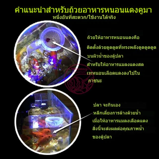 กรวยให้อาหารสด กรวยใส่หนอนแดง กรวยใส่ไรแดง สำหรับปลา ลูกปลาทุกชนิด มีจุ๊บยึดติดข้างตู้ในตัว คละสี