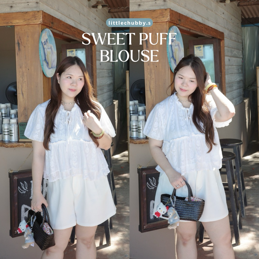 New in' Sweet Puff Blouse ลายลูกไม้
