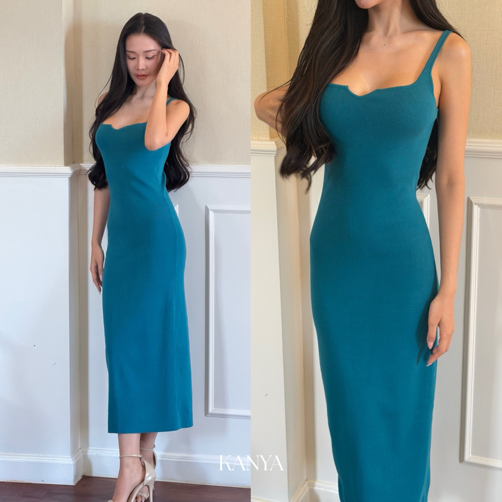KANYA - MARIS DRESS [7016] เดรสไหมพรม สายเดี่ยว (3G) / (10I)