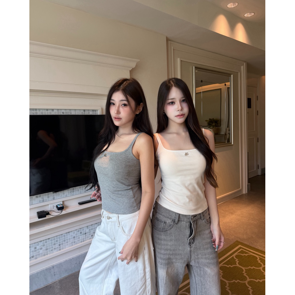 Serlyn | Basic tank top เสื้อกล้าม(มีบราในตัว)ทรงสวย ผ้านิ่มใส่สบาย