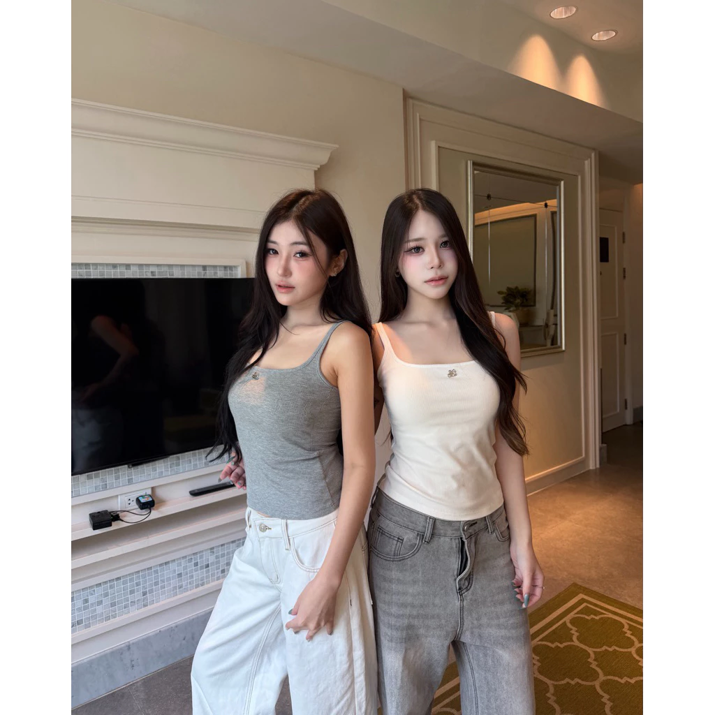 Serlyn | Basic tank top เสื้อกล้าม(มีบราในตัว)ทรงสวย ผ้านิ่มใส่สบาย