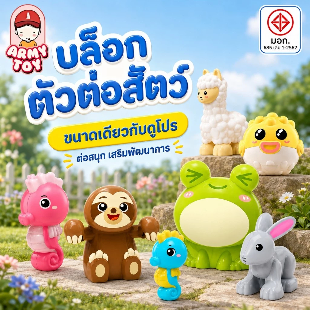 FEELO ของเล่นตัวต่อ โมเดลสัตว์ บล็อกตัวต่อขนาดใหญ่ ของเล่น ของเล่นเสริมพัฒนาการ ขนาดเดียวกับดูโปร