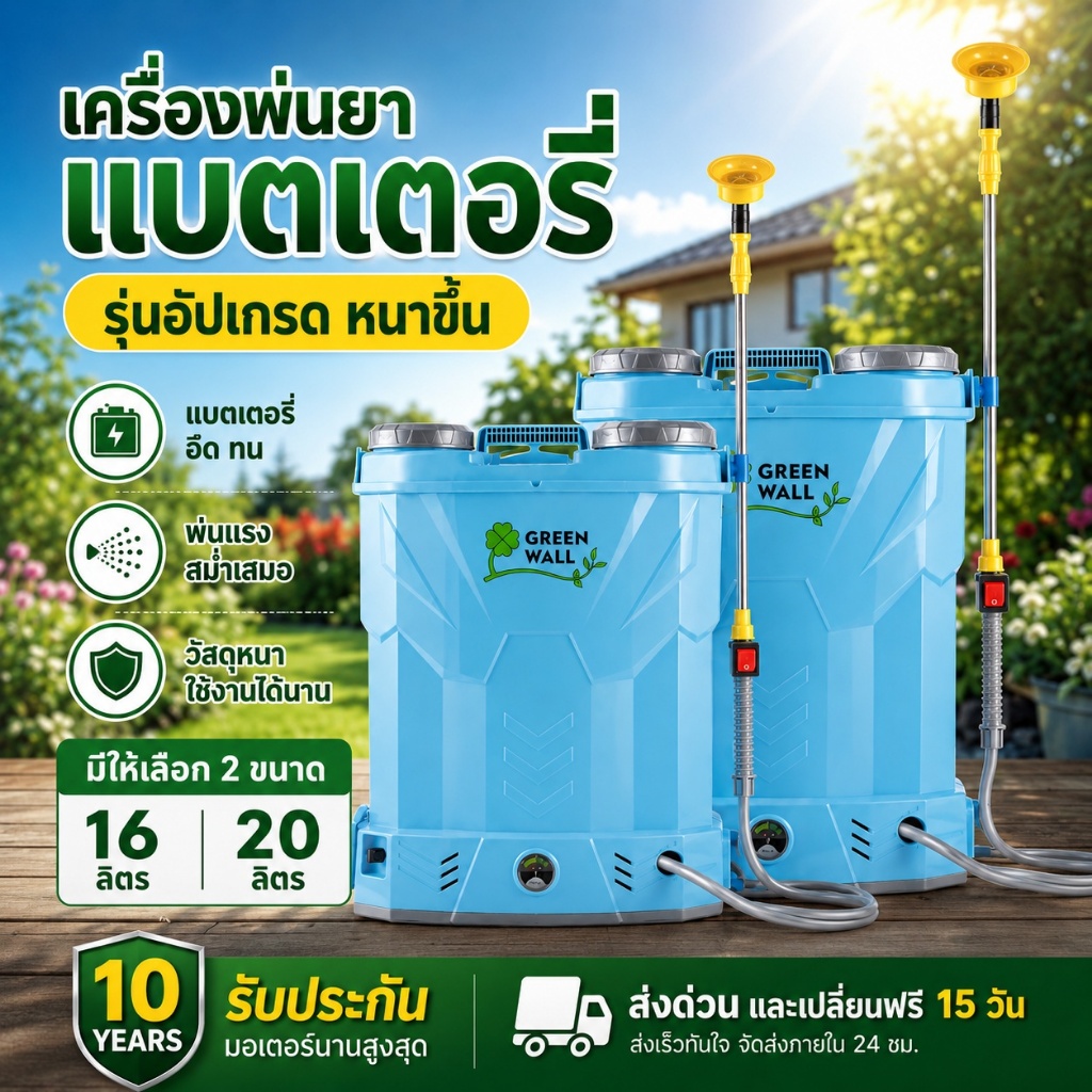 ถังพ่นยาแบตเตอรี่ 20ลิตร ปรับแรงดันได้ เครื่องพ่นยาแบตเตอรี่ ฆ่าเชื้อ งพ่นยา เป้พ่นยา พร้อมใช้่งาน ถังพ่นยาแบต