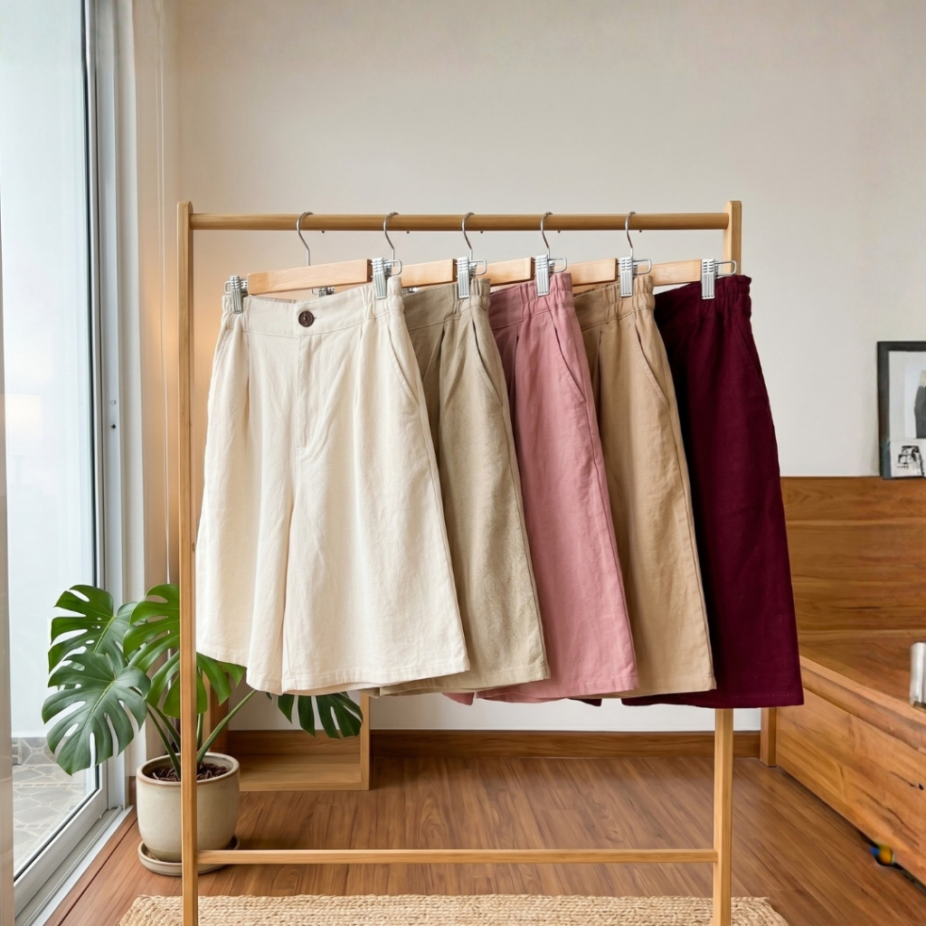 Bermuda Cotton Pants กางเกง 3 ส่วนยืดข้างกึ่งลำลองที่ยาวเหนือเข่าขึ้นมานิดนึง