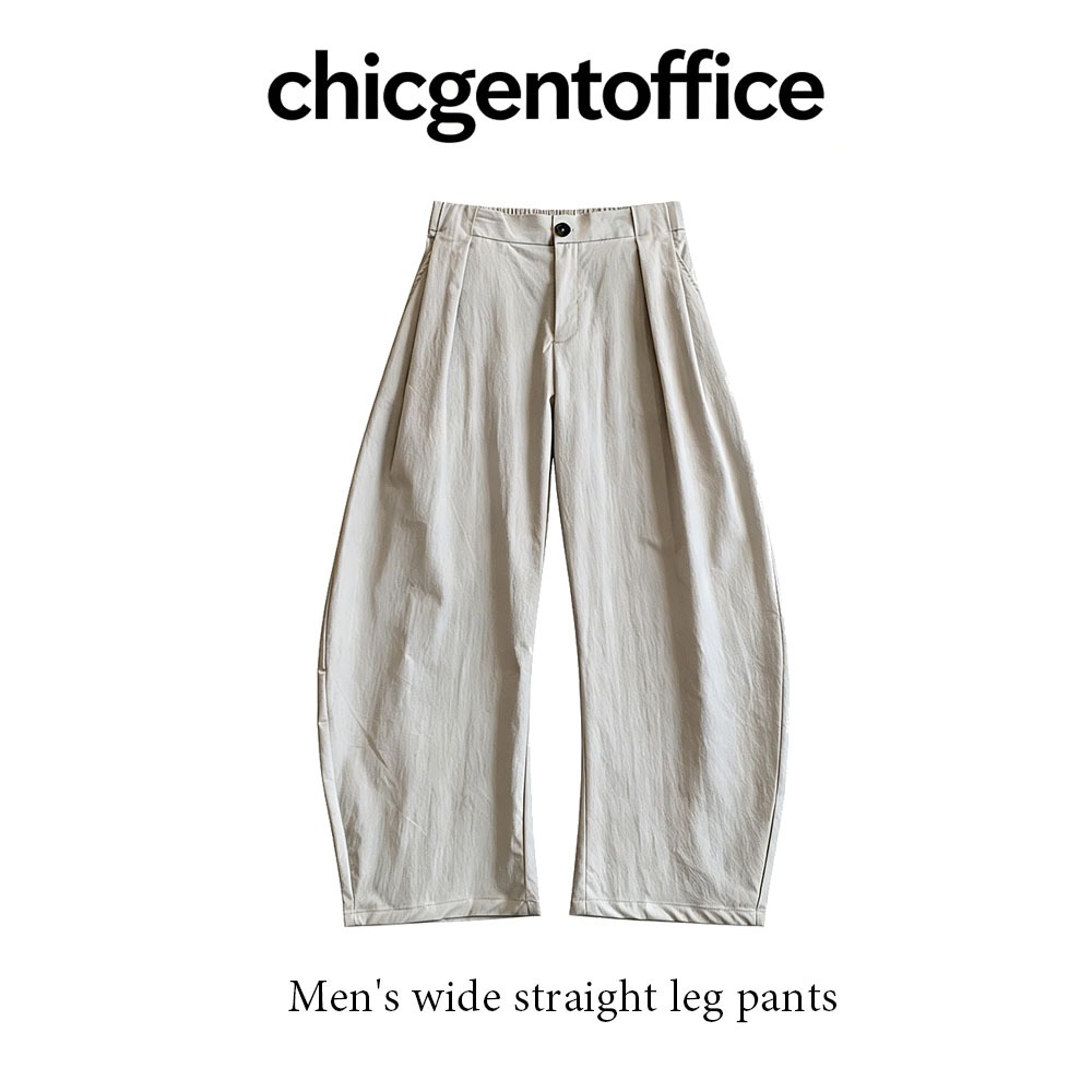 CHICGENT COD กางเกงขายาวผู้ชาย ขากระบอกใหญ่ (เอวยืดได้ ผ้าหนา) ทรง Work Wear Casual Pants