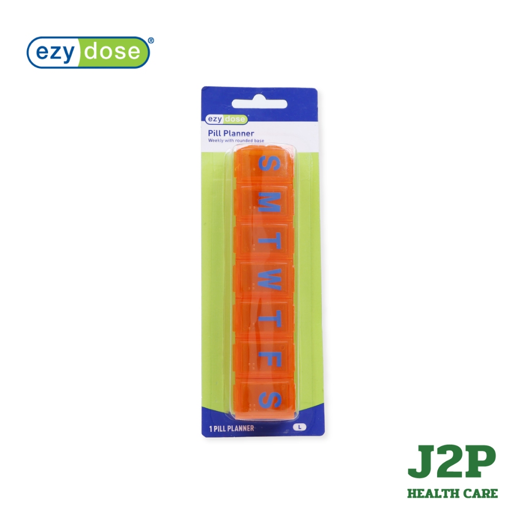 Ezy Dose Pill Planner ตลับใส่ยา 7 ช่อง แบบยาว Size L สีส้ม ป้องกันแสง UV