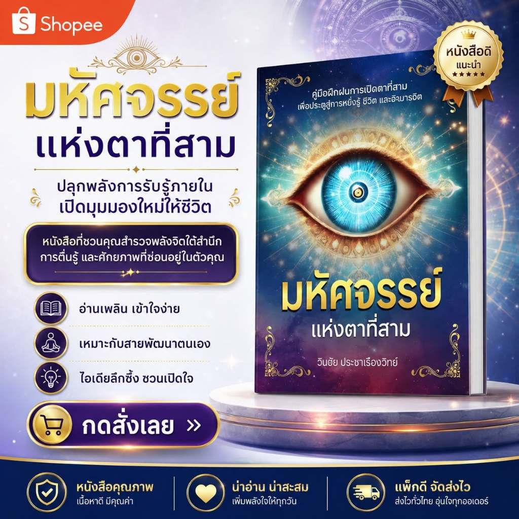 หนังสือ สอนเปิดตาที่สาม"มหัศจรรย์แห่งตาที่สาม"The third eye opening -เขียนโดย วันชัย ประชาเรืองวิทย์
