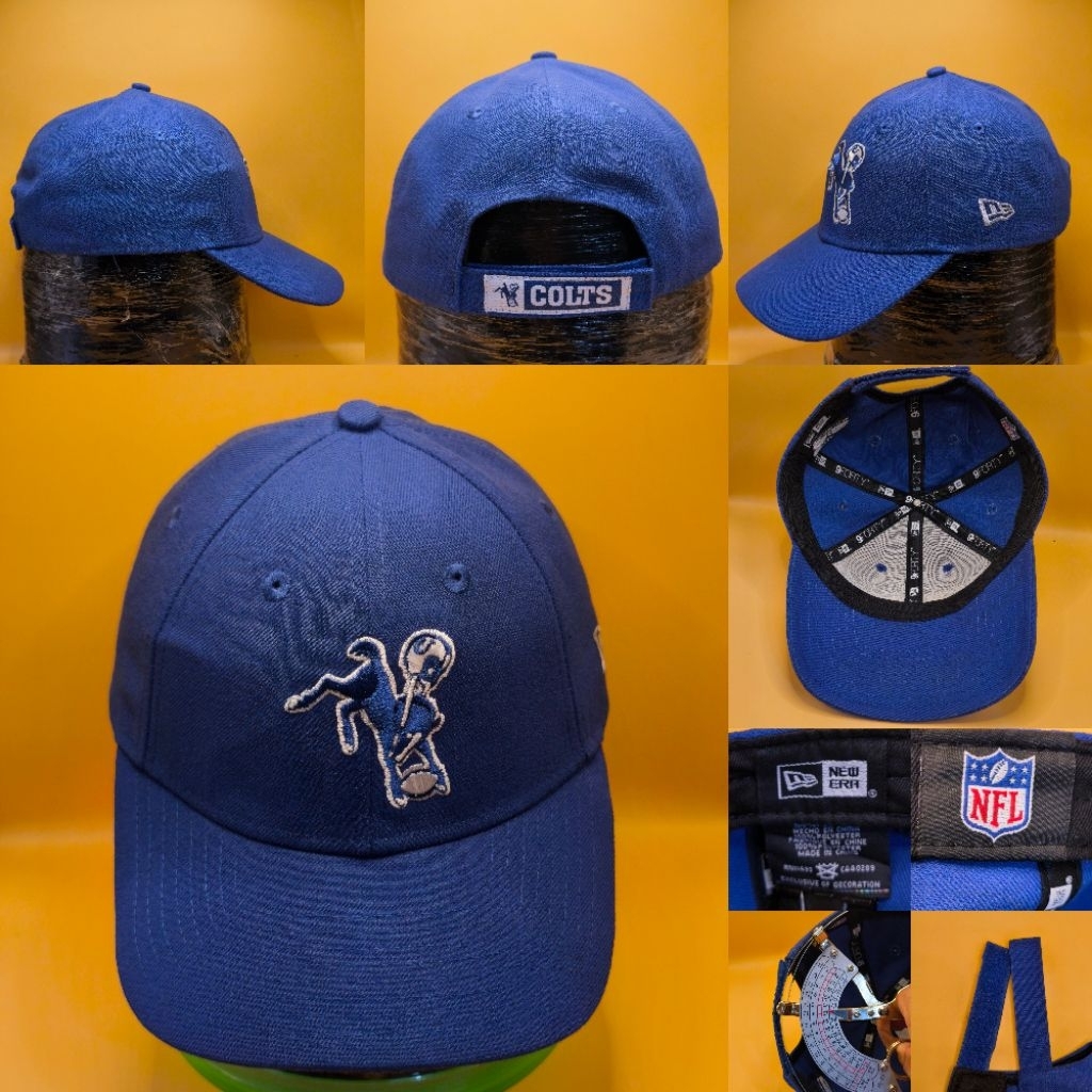 🏈 สาย NFL ห้ามพลาด! หมวก New Era 9FORTY แท้ Colts น้ำเงินสด ปักมาสคอตวินเทจ ป้ายครบ ตีนตุ๊กแกแน่นหนา