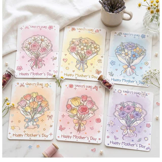 แบบ T6: การ์ดอวยพรวันแม่ 🌸 Mother’s Day Bloom Collection | การ์ดวันแม่ช่อดอกไม้พาสเทล 3D 🌸