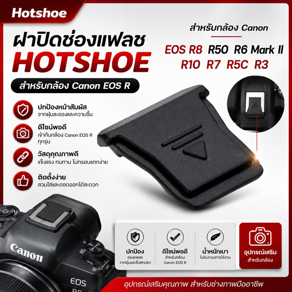 HotShoe Cover ฮอทชู ที่ปิดช่องใส่เเฟลชCanon R50,R10,R8,R7,R6II,R5C,R3 ทุกรุ่น