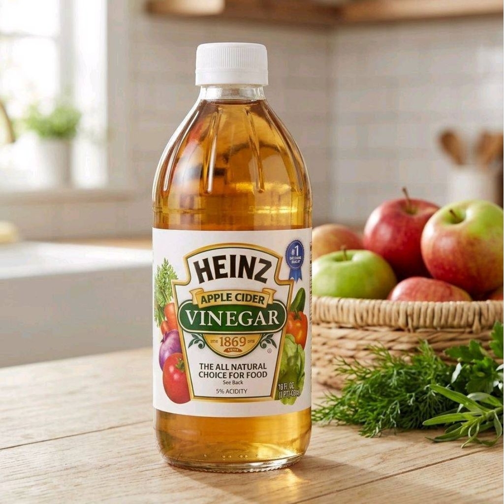 Heinz ไฮนซ์ น้ำส้มสายชู หมักจากแอปเปิ้ล100% (Heinz Apple Cider Vinegar) ปริมาณ 473มล.