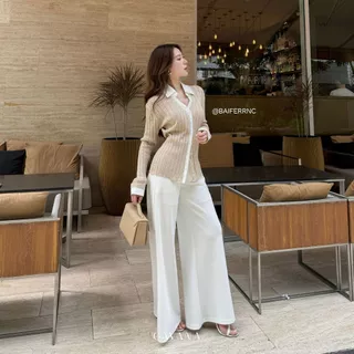GAVANA✈️ KNIT SHIRT CARDIGAN เสื้อไหมพรมคอปกแขนยาวฉลุลาย เสื้อเดียวจบทุกลุค เรียบหรู แมตช์ง่าย#T26003