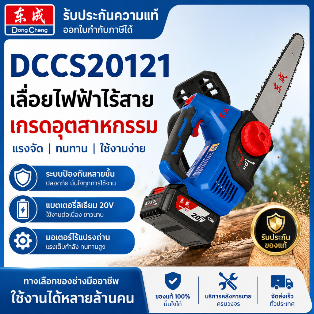 [Dongcheng] การชาร์จแบตเตอรี่ลิเธียม 20V ของแท้ DCCS20121 เลื่อยไฟฟ้าไร้สาย 12 นิ้วแบบไม่มีแปรง